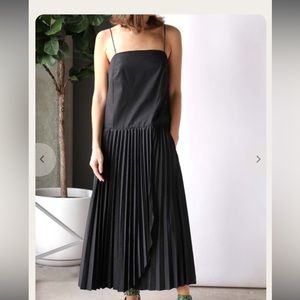 Tibi Pleated Drop Waist Midi Dress